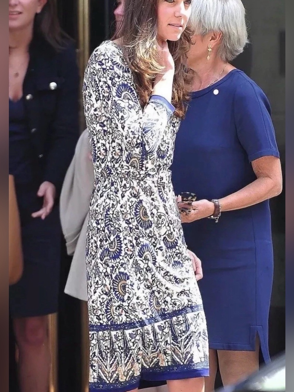 Tory Burch Crista Dress Size 2 Royalty Blue Madura Print Duchess Kate Floral